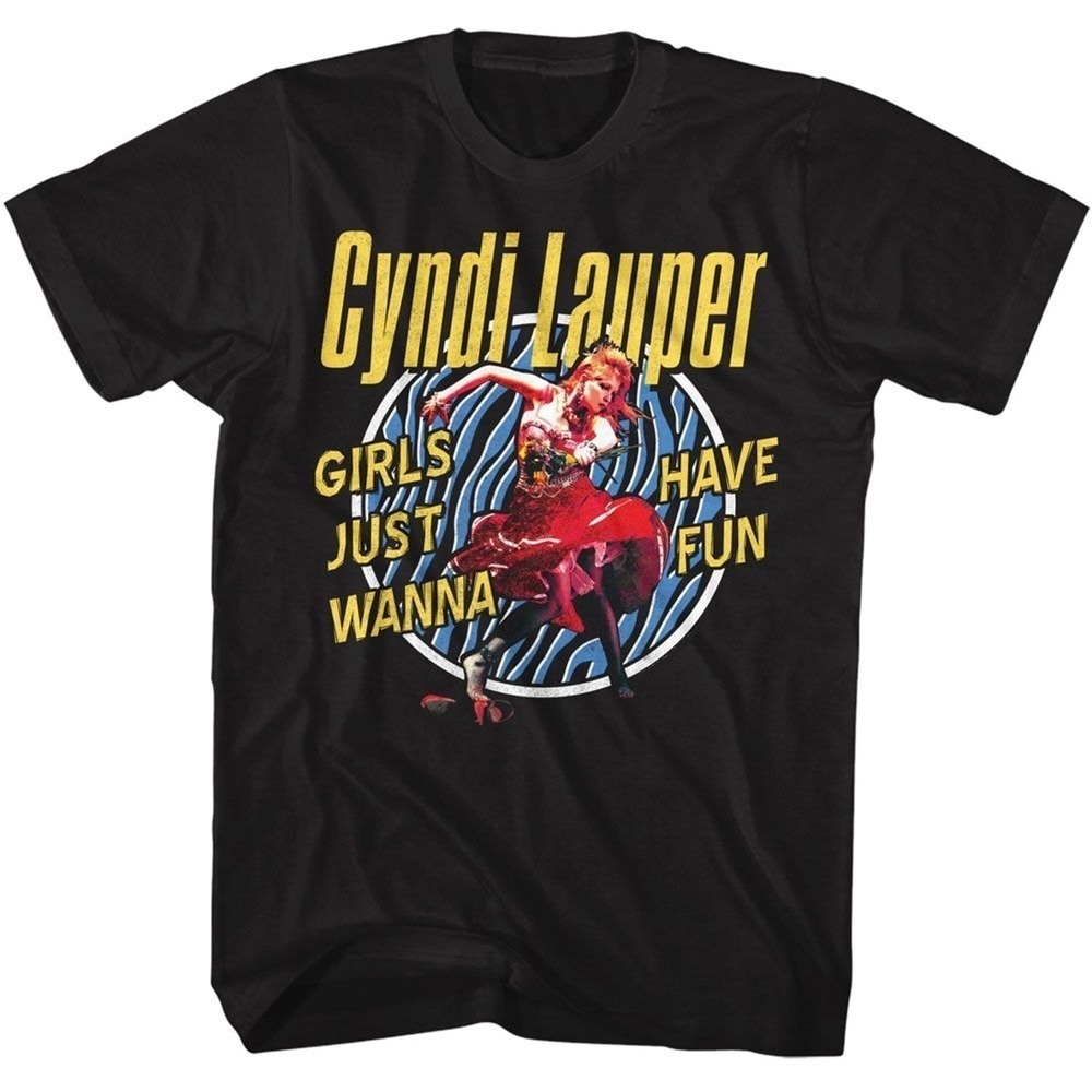 Cyndi Lauper Girls Just Wanna Black Tshirt